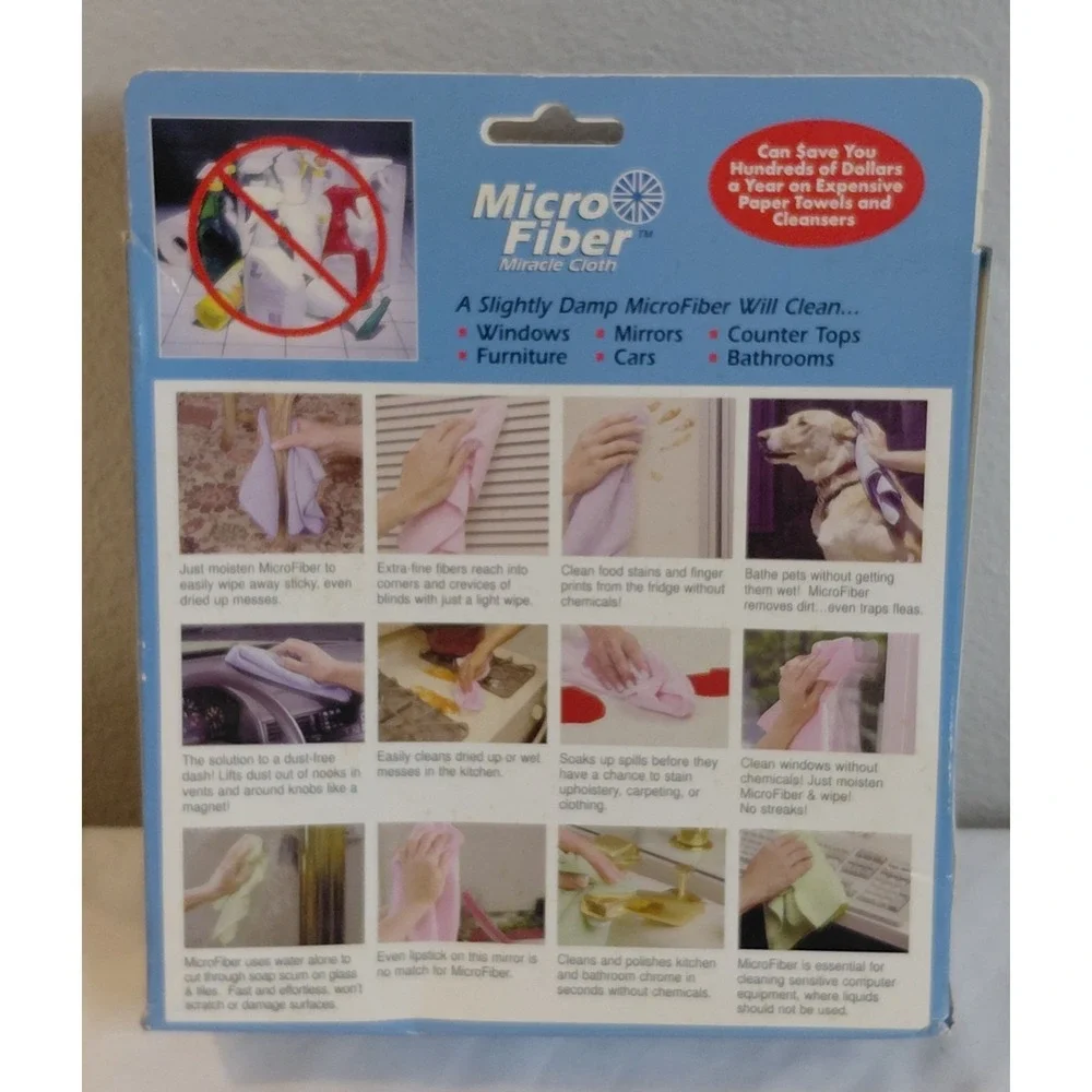 Vintage Micro Fiber Miracle Cloth As Seen On TV 4 Pack Cleaning Towels NOS New